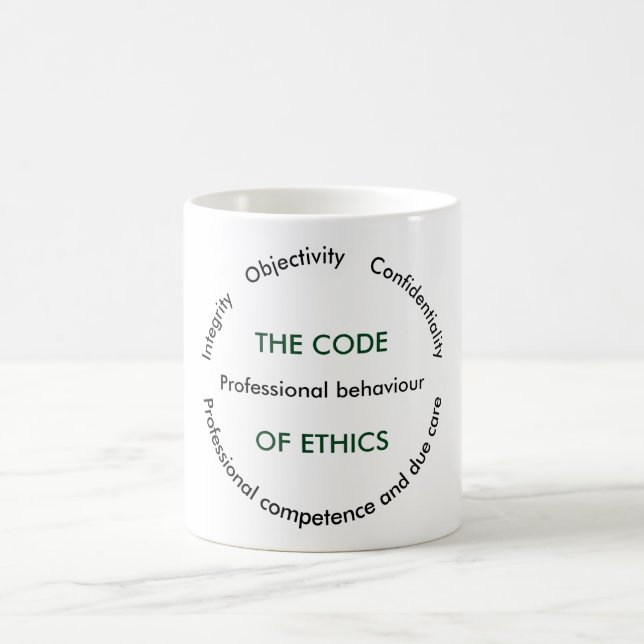 "Der Ethikkodex - 5 Grundprinzipien " Kaffeetasse (Mittel)