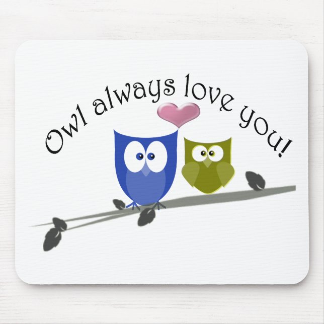 Der Eule Liebe immer Sie, mit Herzen 3D Mousepad (Vorne)