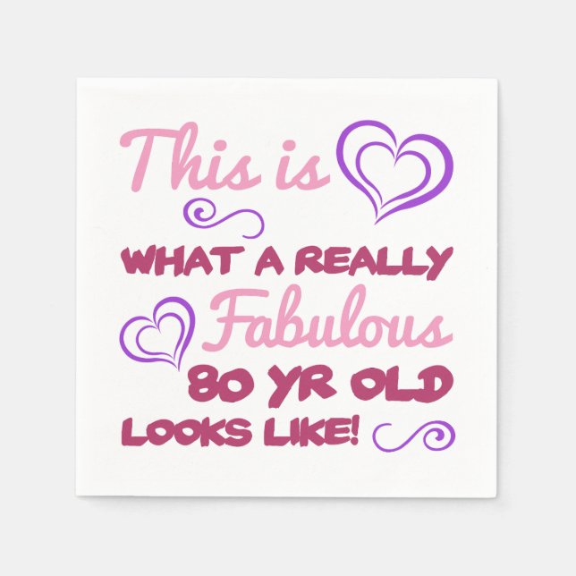 Der fabelhafte 80. Geburtstag für Frauen Serviette (Vorderseite)