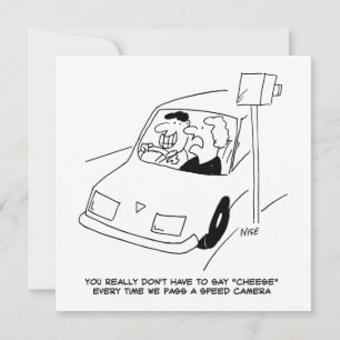 Der Fahrer sagt Käse, wenn er eine Geschwindigkeit Feiertagskarte
