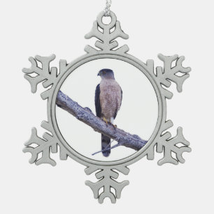 Der Falke des Fassbinders Schneeflocken Zinn-Ornament