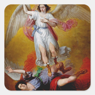 Der Fall des Luzifer von Antonio Maria Esquivel Quadratischer Aufkleber