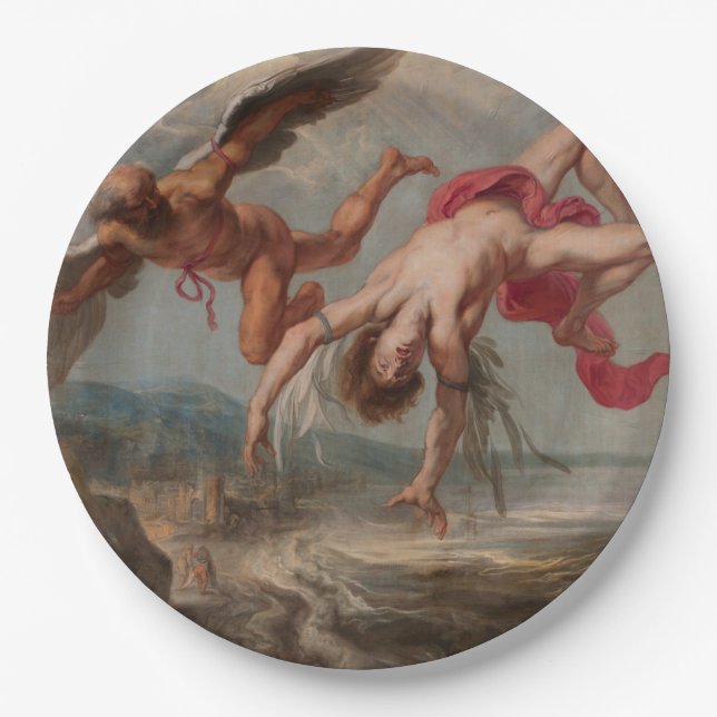 Der Fall Ikarus (von Jakob Peter Gowy) Pappteller (Vorderseite)