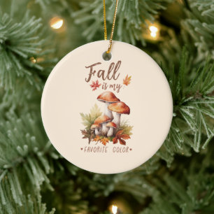 Der Fall ist meine Lieblingsfarbe - Pilze und Blät Keramik Ornament