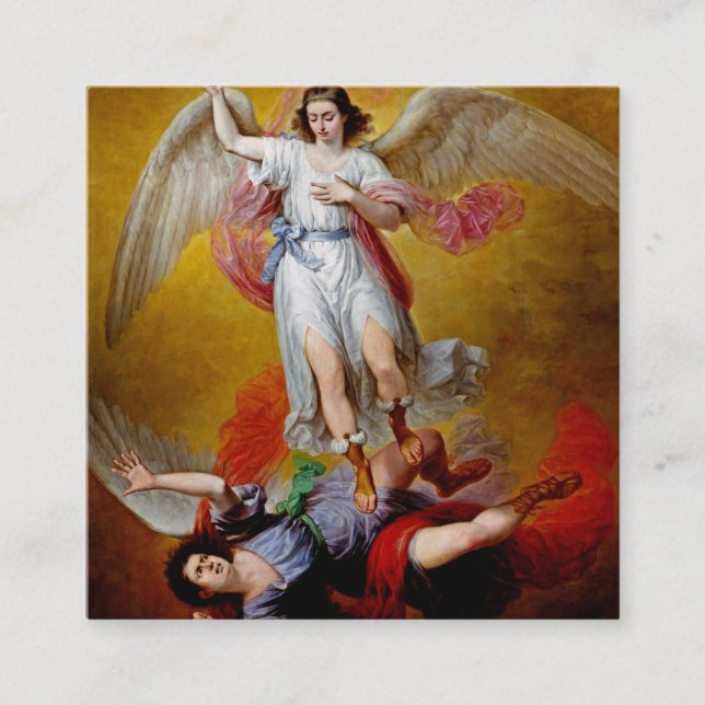 Der Fall Lucifers durch Antonio Maria Esquivel Quadratische Visitenkarte (Vorderseite)