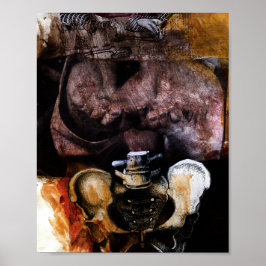 Der Fall von Eisen, Collage und Tinte Poster