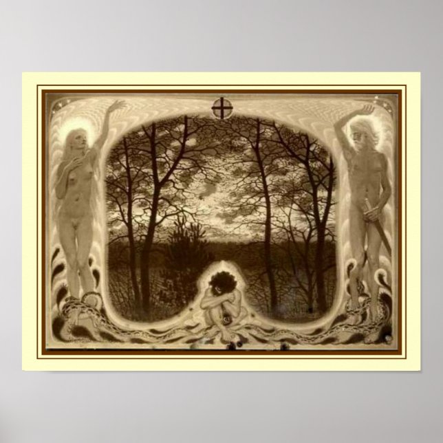 "Der Fall" von Fidus Art Nouveau 12 x 16 Poster (Vorne)