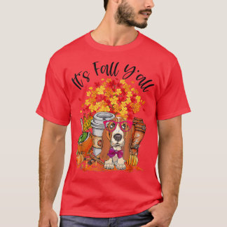 Der Fall Yall Basset Pumpkin Herbst Herbst Lee T-Shirt