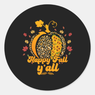 Der Fall Yall Leopard Print Pumpkin Sunflower Hall Runder Aufkleber