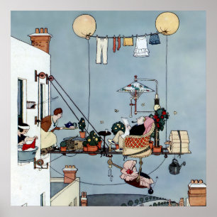 "Der Faltgarten" von W. Heath Robinson Poster