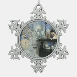 Der fantastische Puppenspieler Schneeflocken Zinn-Ornament