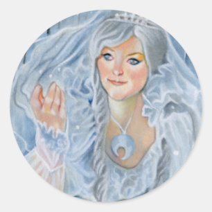 Der Fantasy-Sticker der Schneekönigin Runder Aufkleber