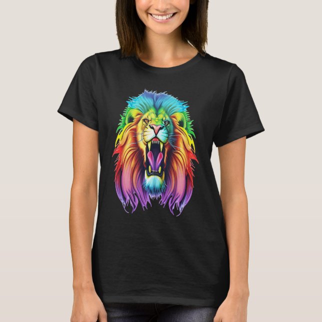 Der farbenfrohe Afrikaner Löwe T-Shirt (Vorderseite)