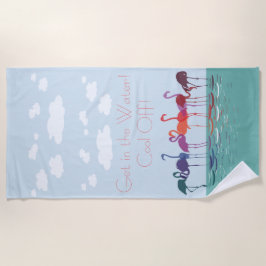 Der farbenfrohe Flamingos-Regen im Wasser Strandtuch