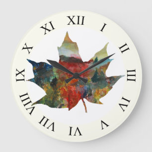 Der farbenfrohe Herbst, die leaf Art Wall Große Wanduhr