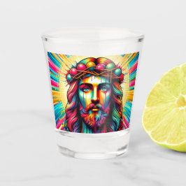 Der farbenfrohe Jesus schoss eine Brille! Schnapsglas