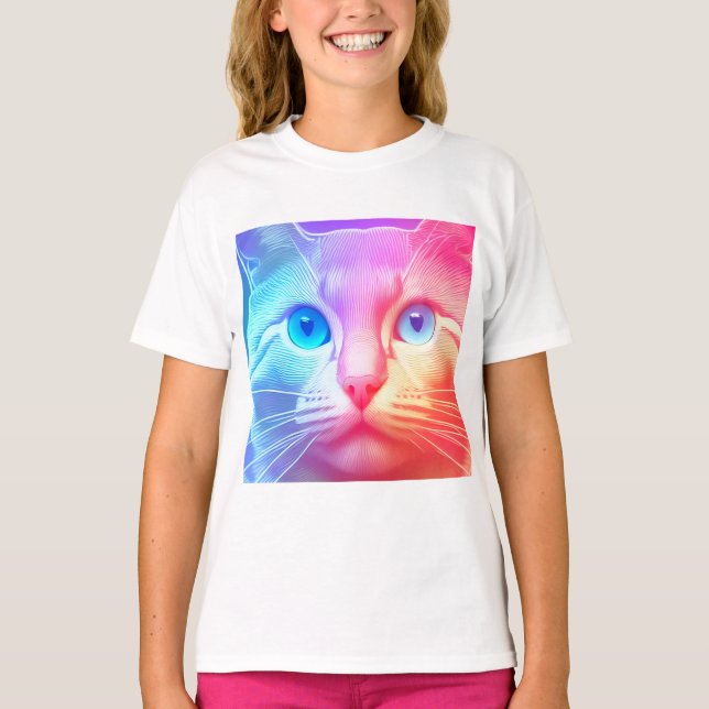 Der farbenfrohe Rainbow Kitty-T - Shirt (Vorderseite)
