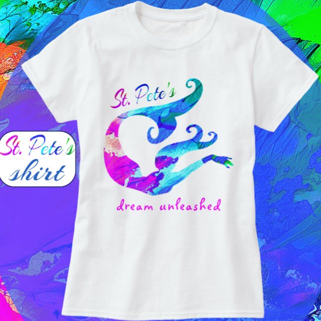 Der farbenfrohe St. Pete's Florida Mermaid Traum T-Shirt (Von Creator hochgeladen)