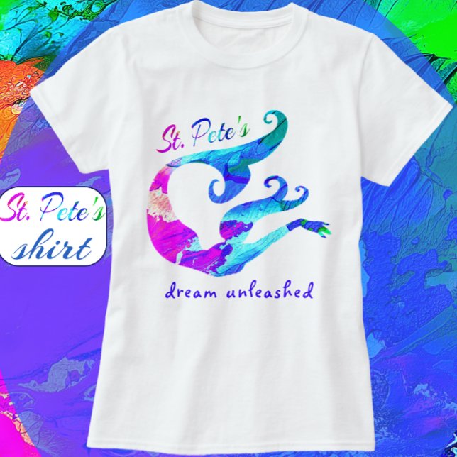 Der farbenfrohe St. Pete's Florida Mermaid Traum T-Shirt (Von Creator hochgeladen)