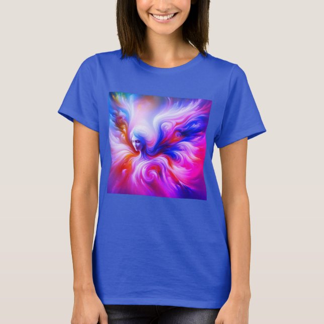 Der farbenfrohe stürmische Engel auf der Vordersei T-Shirt (Vorderseite)