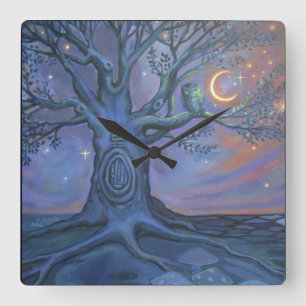 Der feenhafte Tür-Bote - Kunst-Uhr Quadratische Wanduhr