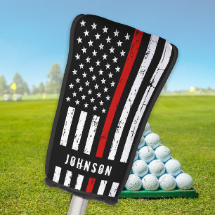 Der Feuerwehrmann auf der amerikanischen Flagge de Golf Headcover