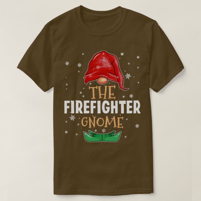 Der Feuerwehrmann Gnome Familie passt zu Weihnacht T-Shirt (Design vorne)