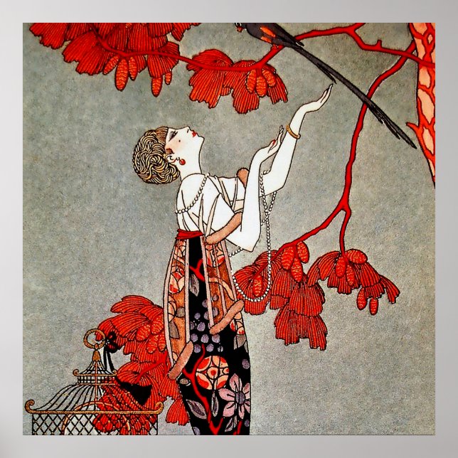 Der fickle Bird von George Barbier Poster (Vorne)