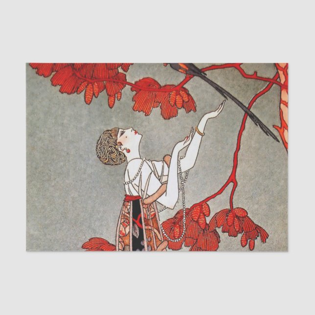 Der fickle Bird von George Barbier Seidenpapier (Vorderseite)