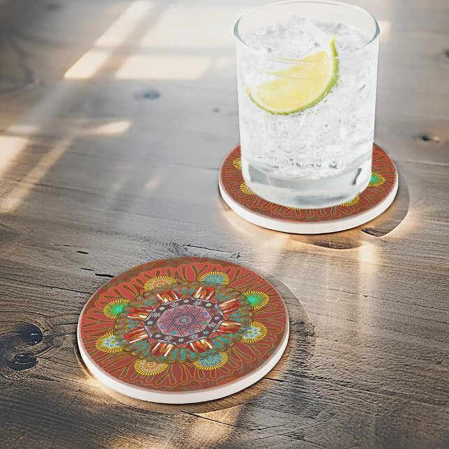 Der Filter Blumenrot des Squire Manipur Mandala Getränkeuntersetzer (Von Creator hochgeladen)