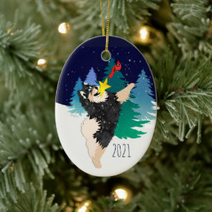 Der finnische Lapphund 2021 Keramik Ornament