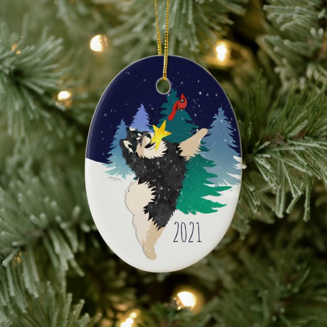 Der finnische Lapphund 2021 Keramik Ornament (Baum)