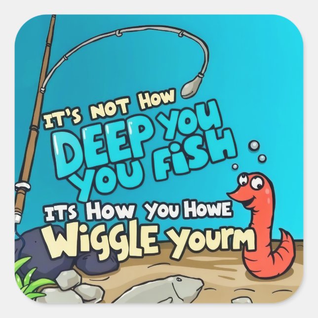 Der Fisch und der Wurm Quadratischer Aufkleber (Vorderseite)