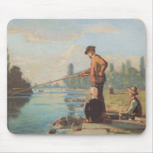 Der Fischer (Angeln im Freien) (Fluss) Mousepad