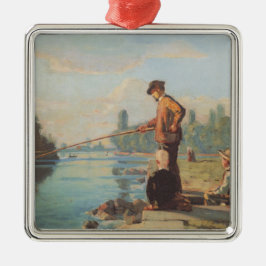 Der Fischer (Angeln im Freien) (Fluss) Ornament Aus Metall