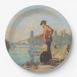 Der Fischer (Angeln im Freien) (Fluss) Pappteller