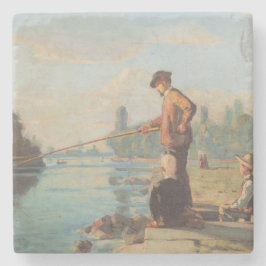 Der Fischer (Angeln im Freien) (Fluss) Steinuntersetzer