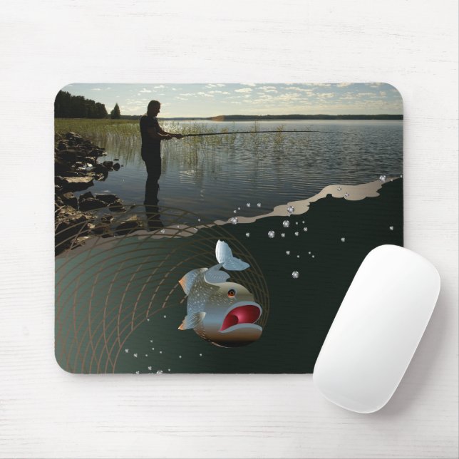 Der Fischer ​ ​ ​ ​ ​ ​. Glückliches Angeln Mousepad (Mit Mouse)