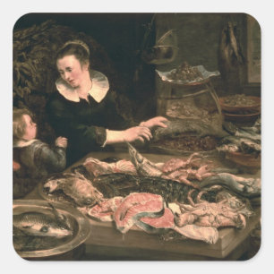 Der Fischhändler Quadratischer Aufkleber