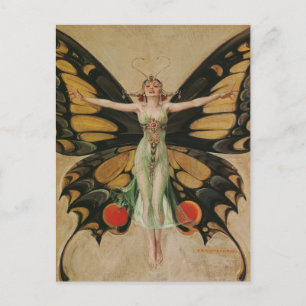Der Flapper - Schmetterlings Mädchen Postkarte
