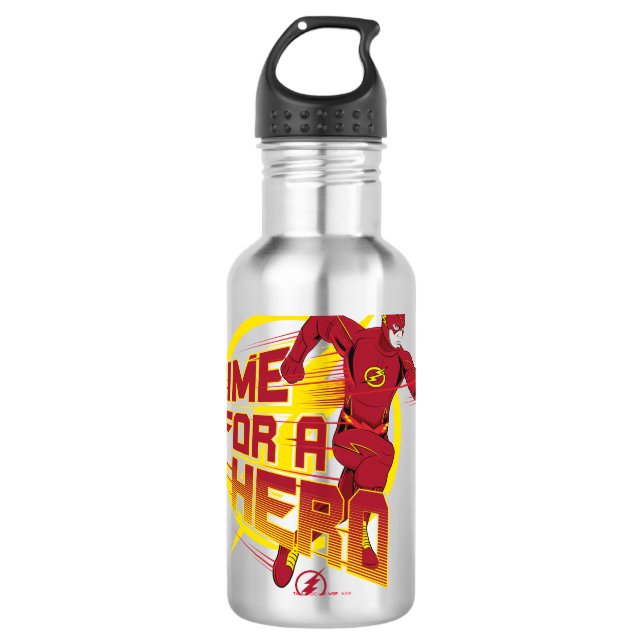 Der Flash | "Zeit für einen Helden" Grafik Edelstahlflasche (Vorderseite)