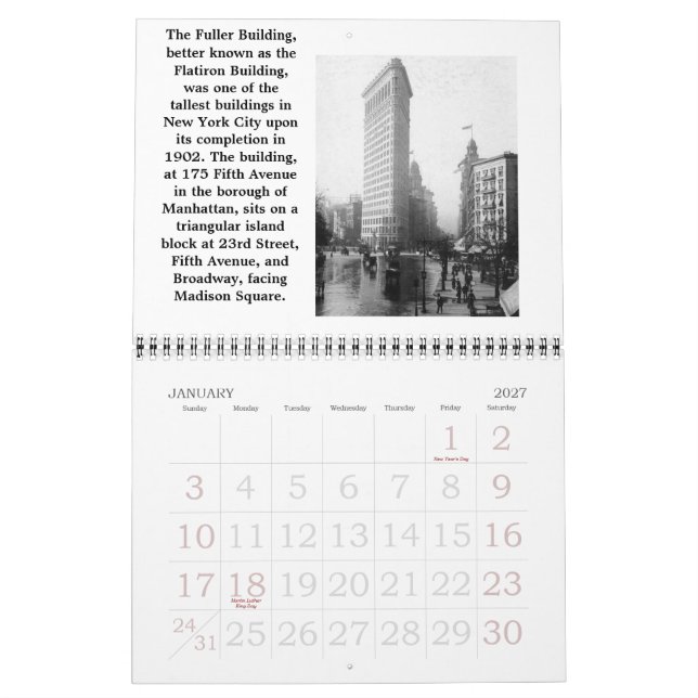 DER FLATIRON GEBÄUDE CALENDAR KALENDER (Jan 2027)