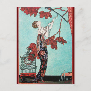 DER FLATTERHAFTE VOGEL, MODEDESIGNERIN POSTKARTE