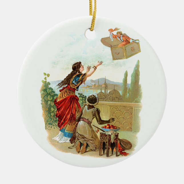 Der fliegende Koffer  Keramik Ornament (Vorne)