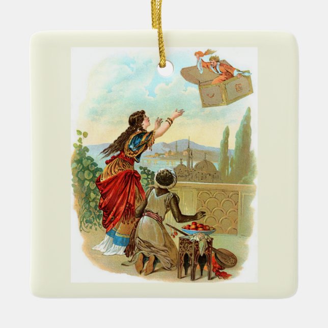 Der fliegende Koffer  Keramikornament (Vorderseite)