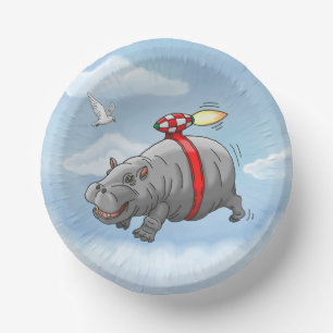 Der fliegende Raketenhippo Pappteller