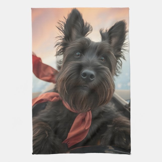 Der fliegende schottische Terrier Dog Geschirrtuch (Vertikal)
