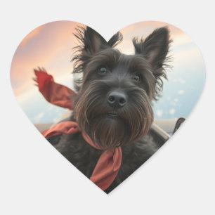 Der fliegende schottische Terrier Dog Herz-Aufkleber