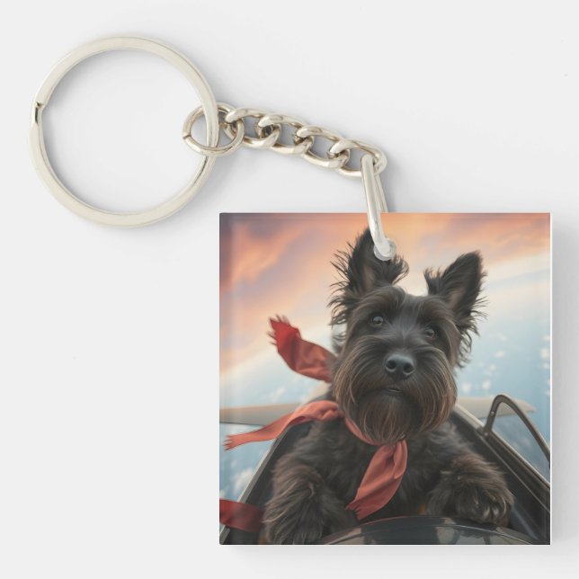 Der fliegende schottische Terrier Dog Schlüsselanhänger (Vorderseite)