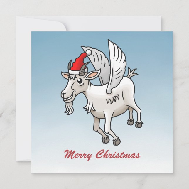 Der fliegende Weihnachtsbock Feiertagskarte (Vorderseite)